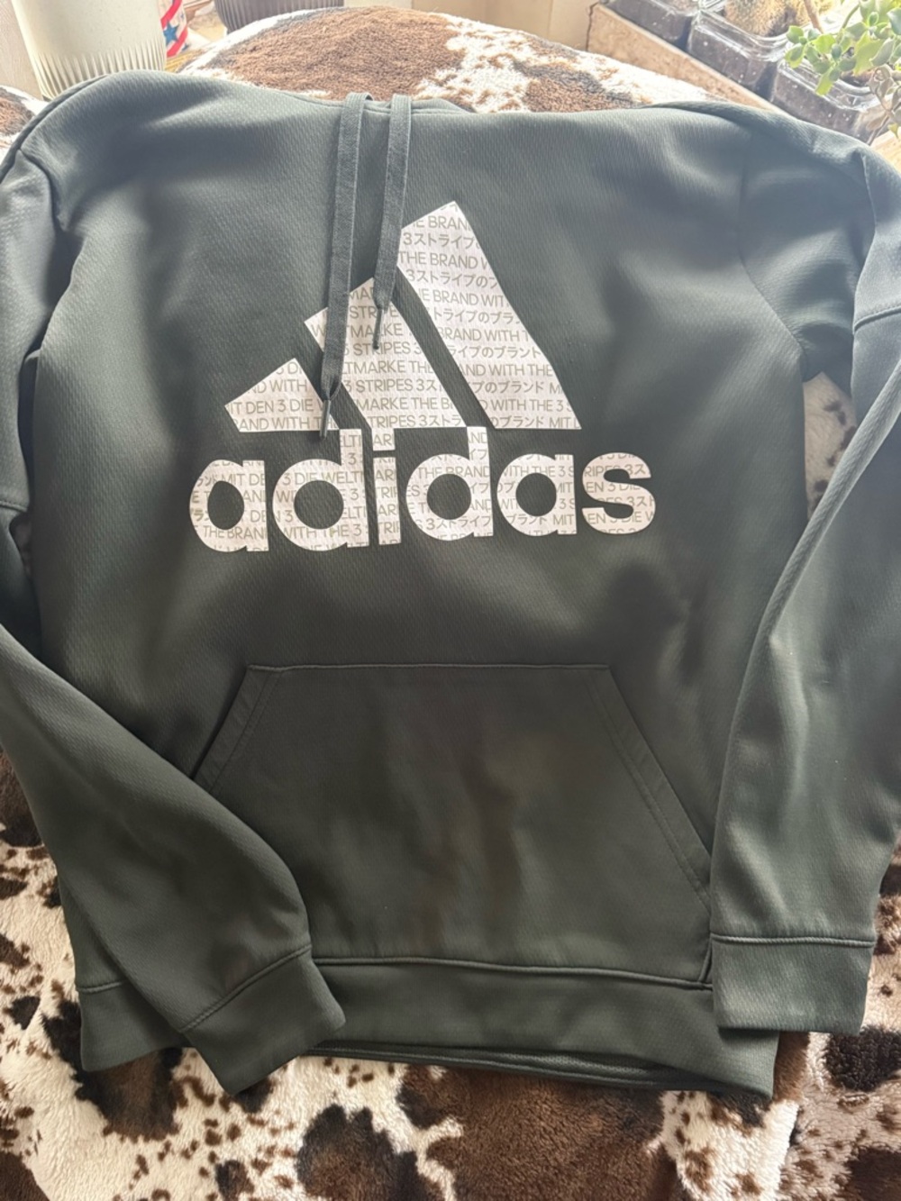 adidas Dark Olive Green Hoodie with White Logo